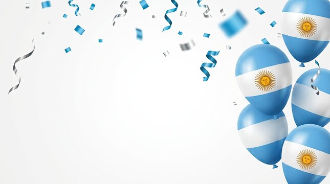 Balloons Frame Confetti Banner Background Isolated White Background Independence Day Celebration Football National Holiday Poster 3D