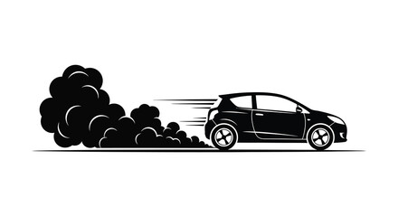 Car drifting with smoke trail black silhouette © Creativeakash393
