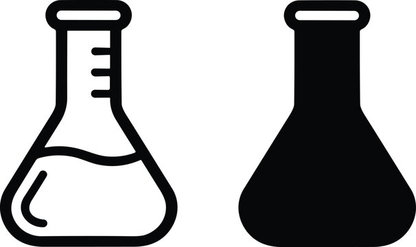 Flask icon set. Black erlenmeyer flask icon - outline.Laboratory icon vector. science, research, education, and discovery symbol.