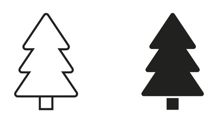 Obraz premium Two Tree Icons: A comparison between a simple outline icon of a tree and a solid black icon of a tree, representing different graphical styles and applications.