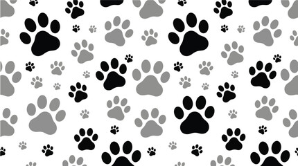 Fototapeta premium Cute Paw Print Seamless Pattern