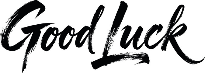 Good Luck handwritten brush lettering vector illustration isolated on white background for greeting card print typography and motivational quote design concepts © MstBizly