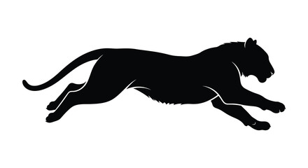 Running panther silhouette against a white background a sleek animal silhouette © Creativeakash393