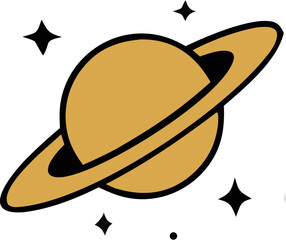 Retro Pixel Saturn Planet Astronomy Space Icon © Rizal