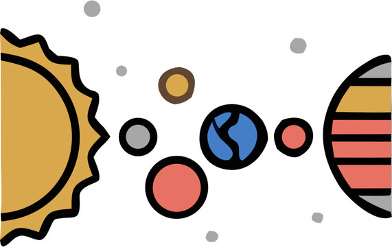 Retro Pixel Solar System Orbit Planets Icon