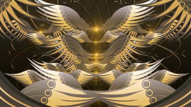 Luxury Golden Angel Wings Abstract Animation Loop Background