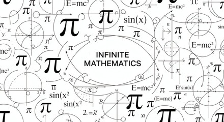 Obraz premium Infinite Mathematics Background with Pi Symbols and Scientific Formula Collage 