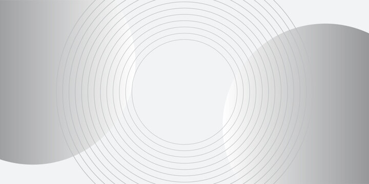 Abstract white and grey background with wavy shapes and concentric circles