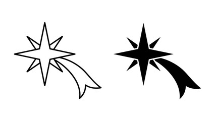 Shooting Star Iconography: Two stylized representations of a shooting star, one in outline and the other as a solid silhouette, symbolizing aspiration, dreams, and celestial events. © Murshida
