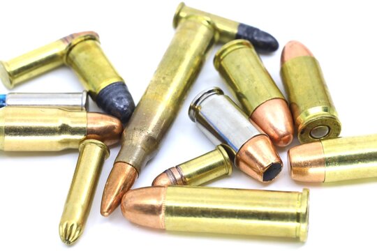 Firearm cartridges of different calibers

