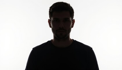 Obraz premium Dark silhouette of man with beard against white