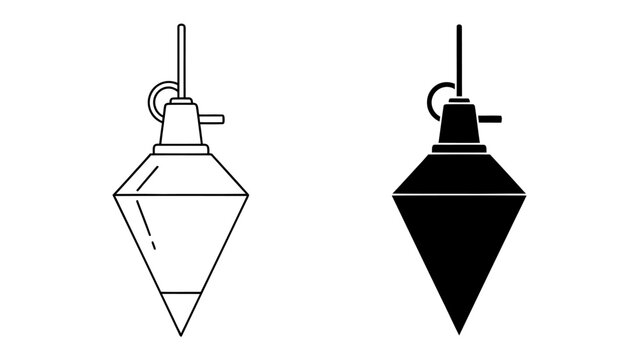 Plumb Bob Icons: Two plumb bob icons, one outlined and one solid black, represent this essential tool used for establishing a true vertical line.
