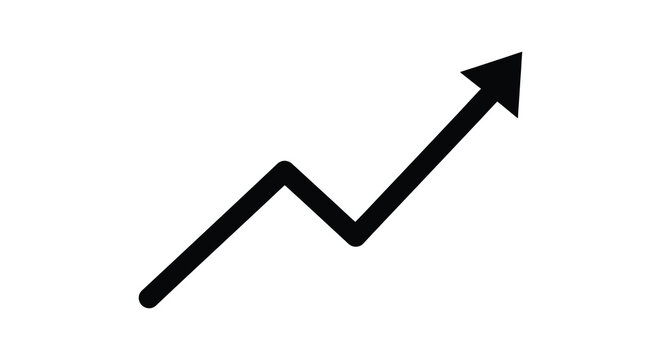 Ascending graph line with peak simple black silhouette