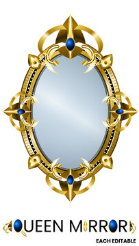 Gold mirror abstract jewelry golden circle metal border frame beautiful fashion decoration on transparent background