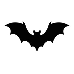 Fototapeta premium Black bat silhouette, flying mammal icon, Halloween symbol, animal emblem isolated on White Background