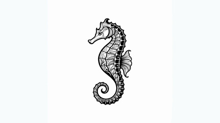 An illustration depicts a seahorse swimming alone in ocean water. © rian