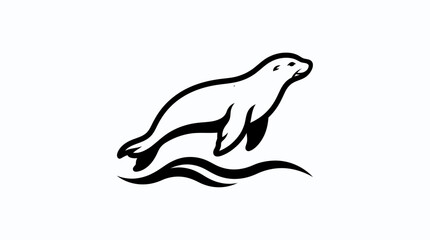 A sleek seal swims through wavy water with a subtle silhouette effect © rian