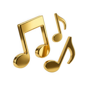Shiny golden music notes floating in the air for creative design