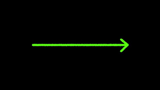 Simple black right arrow isolated on transparent background.4k motion graphics video animation