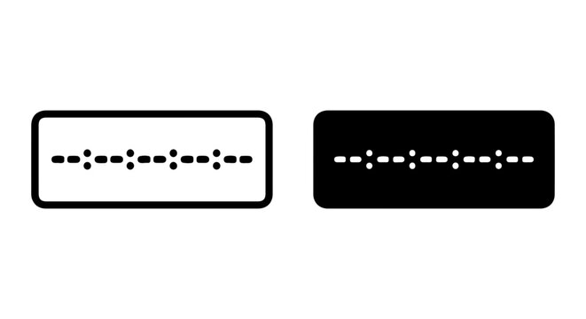 Simple Dash and Dot Line Vector Icons, Black and White, Minimalist Design Elements for Web and Print
