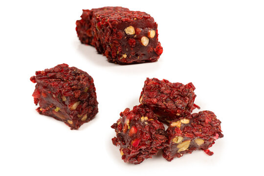 Sweet roll with pomegranate and nuts, turkish sweets.