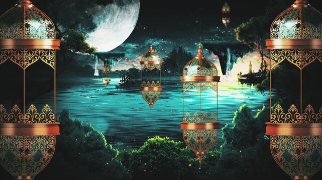 fantasy landscape with the moon