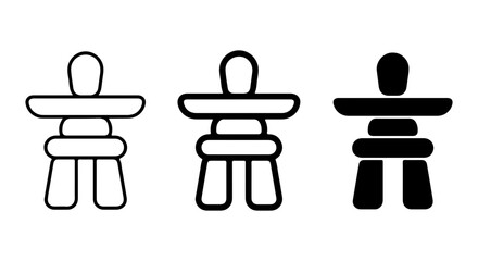 Inukshuk Icons, Arctic Landmark Symbols, Stone Cairn Markers, Inuit Cultural Art © Lb