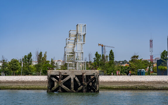 views along the Lissbon Waterfront from a boat