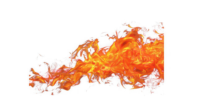 Abstract dynamic fire flame burst with glowing orange sparks and flowing heat motion isolated on transparent background for creative design usage with background easy integration