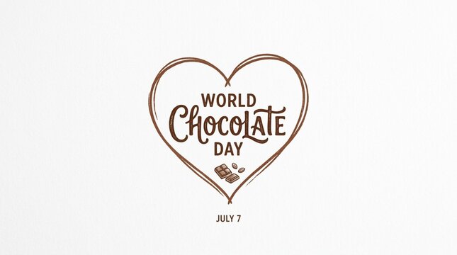World Chocolate Day Typography Vector with Heart Frame