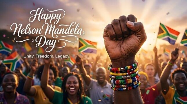 Clenched Fist With Bead Bracelets And Crowd Celebration Photo