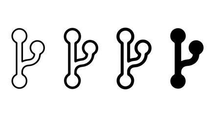 Fototapeta premium USB Connector Icons, Data Port Symbols, Technology Interface Graphics, Digital Connection Vector Set