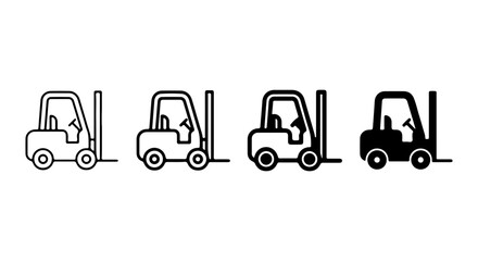 Forklift Icons Set, Industrial Vehicle Vector Graphics, Logistics Equipment Symbols, Warehouse Machinery Line Art © Farjana