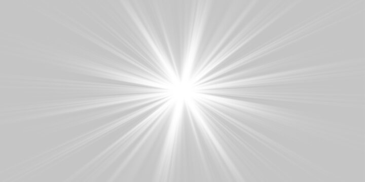 White lens flare PNG effect with bright rays and reflections. Cinematic transparent overlay for visual projects. Professional lighting element.