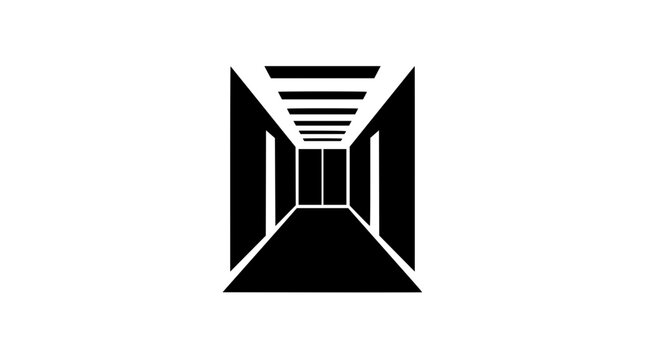Minimalist Black and White Corridor Perspective Graphic