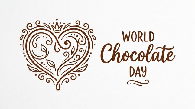 World Chocolate Day Typography Vector with Heart Frame
