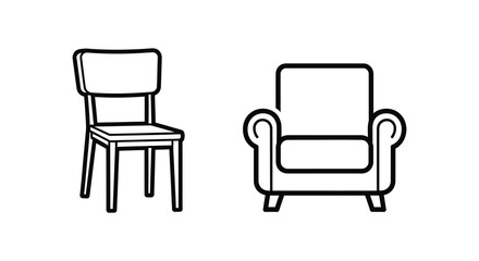 Fototapeta premium Chair And Armchair Line Art Silhouette furniture