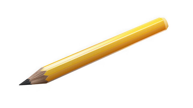 Classic yellow wooden pencil with graphite tip for drafting and writing tasks isolated on transparent background for creative graphic design projects with background easy integration