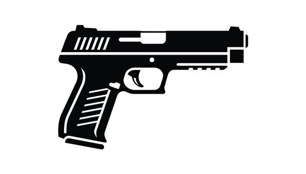 Semiautomatic handgun pistol black silhouette vector illustration