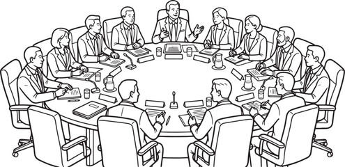 Obraz premium Corporate board of directors meeting at a round table