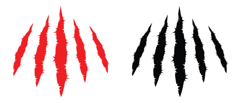 Scratch claw mark vector. Slash claw vector symbol wild monster shape design. Different tiger or bear paw attack trail. Vector illustration.