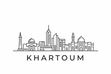 Obraz premium Line Drawing Sketch Style Skyline Representation Of Khartoum City Buildings