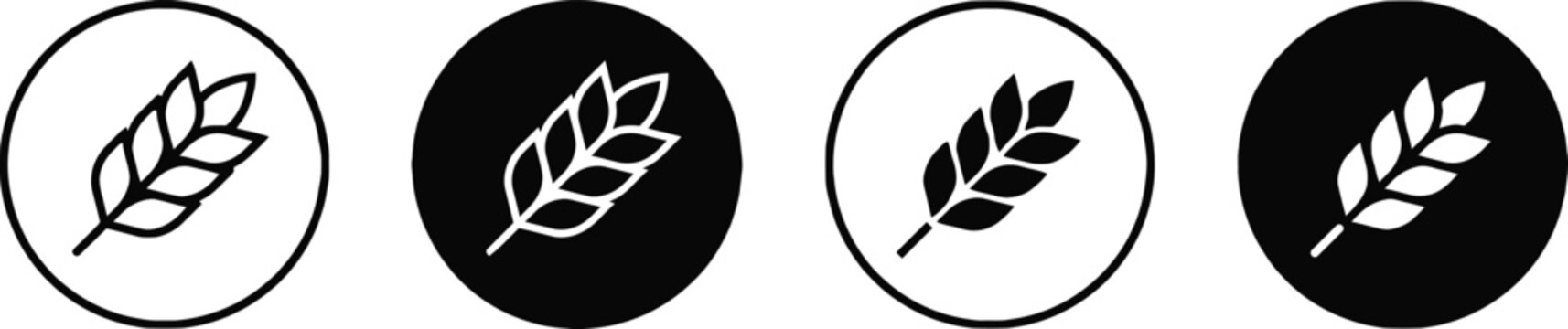Gluten Free Organic Wheat Agriculture Icons Set: Bakery Harvesting and Farming Symbols