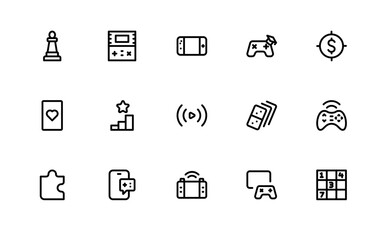 Playing games icon set. Professional or modern icons illustration depicting handheld portable devices and compact mobile entertainment systems. © artnazu