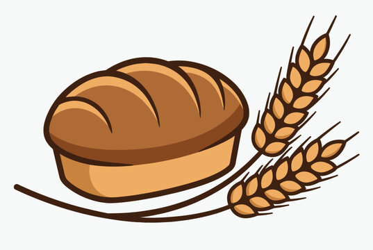 Delicious loaf of freshly baked brown bread placed beside two golden wheat stalks, symbolizing harvest, baking, and healthy nutrition.