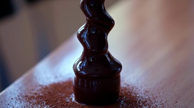 Melted chocolate dripping display