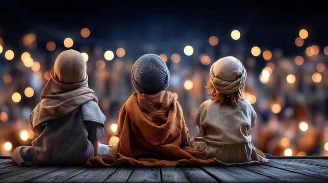 Children in Nativity Play on School Stage During Christmas Celebration