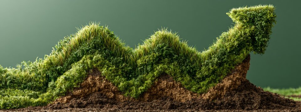 Green Grass Layers Forming an Arrow Trend Indicating Growth and Prosperity in a Natural Setting