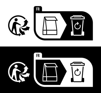 Triman logo fr plastic bag recycling black vector
