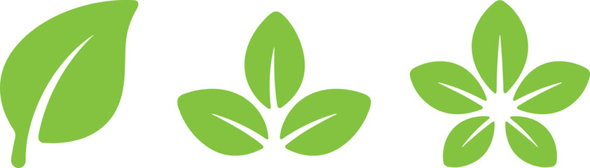 Green leafy plant icons in a row © Rinqu Mazidul